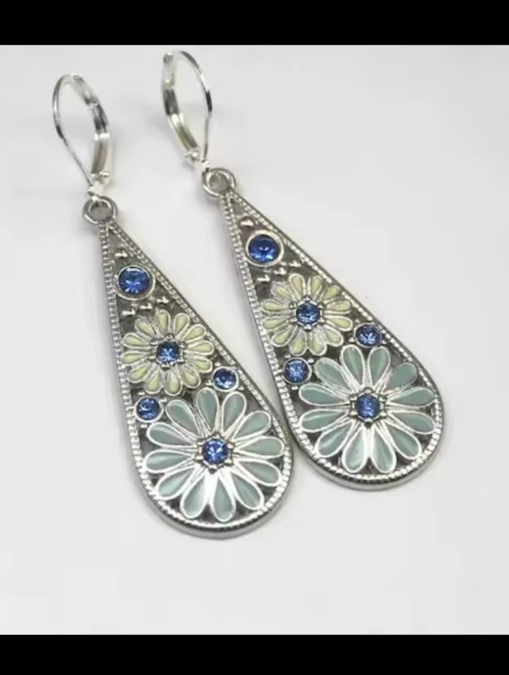 Vintage Earrings Daisy Gemstone Women's Jewelry New Dangle G14 - Picture 2 of 3